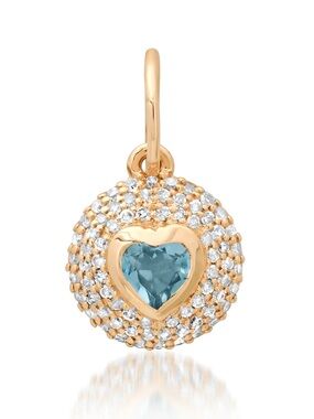 Curated by AB Gold Heart Pendant with blue topaz Center